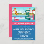 Laten we een plons maken! Water Park verjaardagsfe Kaart (Voorkant / Achterkant)