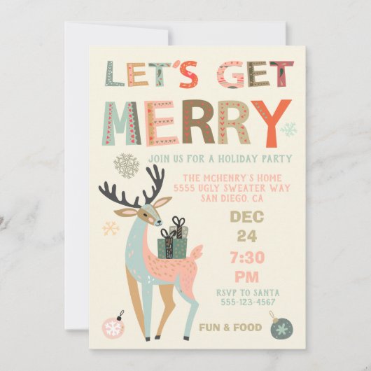 Laten we een prettige feestdag kerstfeestdag krijg kaart (Voorkant)