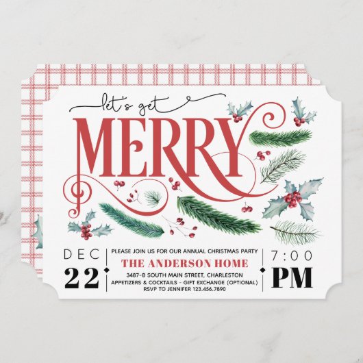 Laten we een prettige feestdag kerstfeestelijke ui kaart (Voorkant / Achterkant)