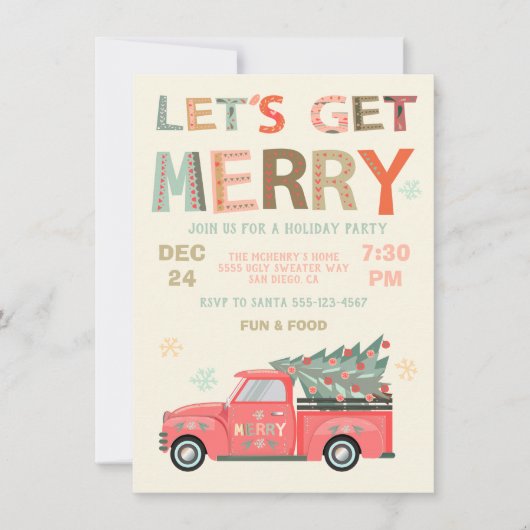 Laten we een prettige kerstfeestdag rondlopen. kaart (Voorkant)