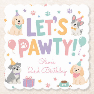 Laten we een puppy-hond-thema verjaardagsfeest gev kartonnen onderzetters
