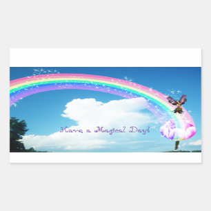 Laten we een regenboog maken rechthoekige sticker