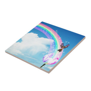 Laten we een regenboog maken tegeltje