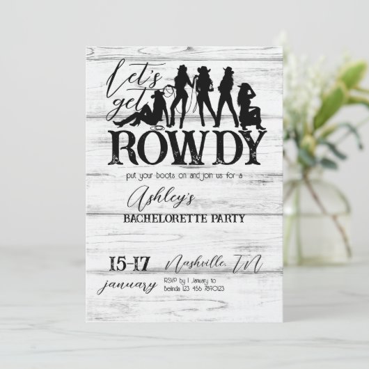 Laten we een rowdy cowgirl-feest halen. kaart (Staand voorkant)