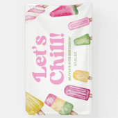 Laten we een Roze Retro Ijslolly Verjaardagsfeestj Spandoek (Verticaal)