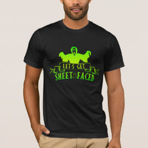 Laten we een Sheet Faced Green Reaper Ghost Hallow T-shirt