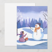 Laten we een Sneeuwman Bouwen | Watercolor Winter  Feestdagenkaart (Voorkant / Achterkant)