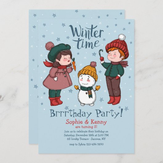 Laten we een Snowman-uitnodiging bouwen Kaart (Voorkant / Achterkant)