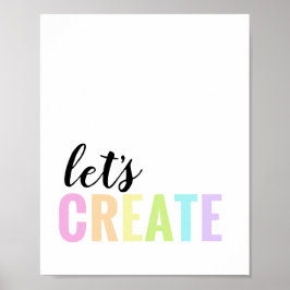 Laten we een speelkamer pastel regenboog maken poster