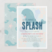 Laten we een Splash Blue Whale verjaardag maken Kaart (Voorkant / Achterkant)