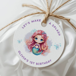 Laten we een Splash Girls Mermaid verjaardagsfeest Bedankjes Labels