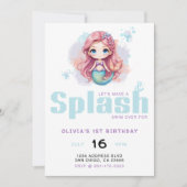 Laten we een Splash Girls Mermaid verjaardagsfeest Kaart (Voorkant)