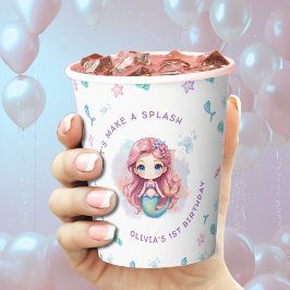 Laten we een Splash Girls Mermaid verjaardagsfeest Papieren Bekers