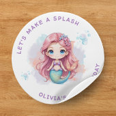 Laten we een Splash Girls Mermaid verjaardagsfeest Ronde Sticker
