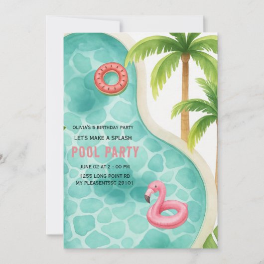 Laten we een Splash Pool Party Kinderverjaardag ma Kaart (Voorkant)