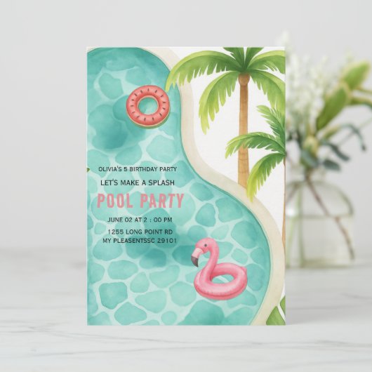 Laten we een Splash Pool Party Kinderverjaardag ma Kaart (Staand voorkant)