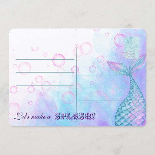 Laten we een Splash Zeemeermin Uitnodiging maken (Achterkant)