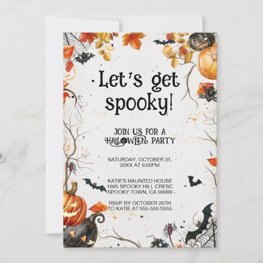 Laten we een spookachtig Halloween feestje geven Kaart (Voorkant)