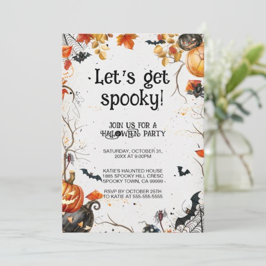 Laten we een spookachtig Halloween feestje geven Kaart (Staand voorkant)