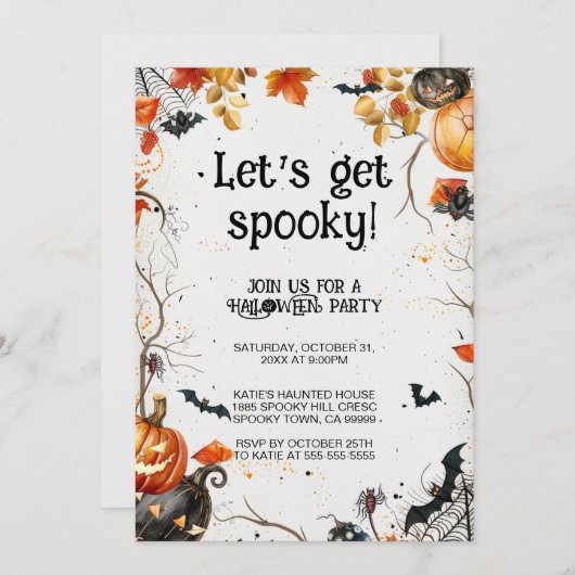 Laten we een spookachtig Halloween feestje geven Kaart (Voorkant / Achterkant)