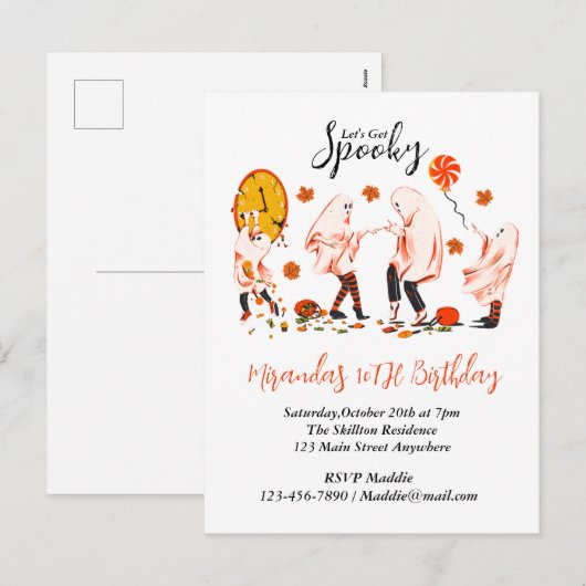 Laten we een spookachtige geest krijgen met een vr feestdagenkaart (Voorkant / Achterkant)