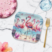 Laten we een strandfeest verjaardag Flamingle vier
