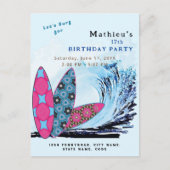 Laten we een surfplank strand verjaardagsfeest sur briefkaart (Voorkant)