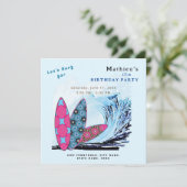 Laten we een surfplank strand verjaardagsfeest sur kaart (Staand voorkant)