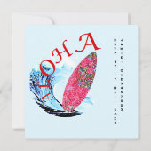 Laten we een surfplank strand verjaardagsfeest sur kaart (Achterkant)