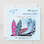Laten we een surfplank strand verjaardagsfeest sur kaart (Voorkant)