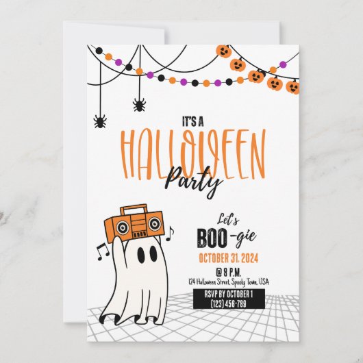 Laten we een uitnodiging voor een Halloween-feest  (Voorkant)