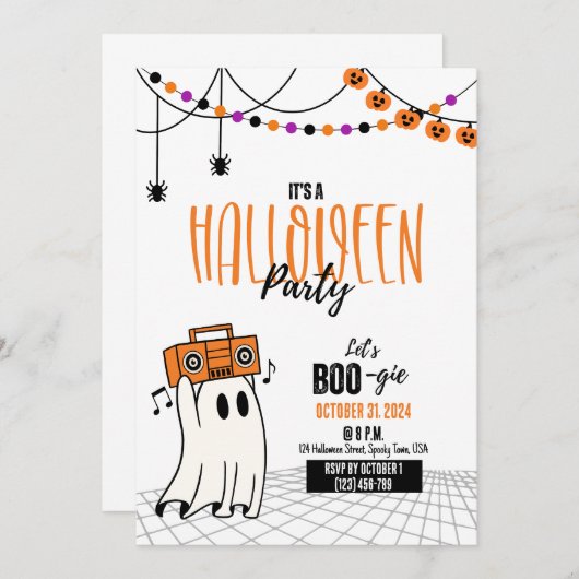 Laten we een uitnodiging voor een Halloween-feest  (Voorkant / Achterkant)