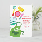 Laten we een verjaardagsfeest koken kaart (Staand voorkant)