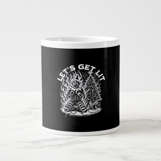 Laten we een verlicht kerstfeest krijgen grote koffiekop (Voorkant)