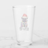 Laten we een verlichte pug in kerstverlichting lat glas (Achterkant)