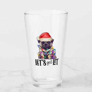 Laten we een verlichte pug in kerstverlichting lat glas