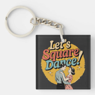 Laten we een vierkante dans doen Retro vierkante d Sleutelhanger