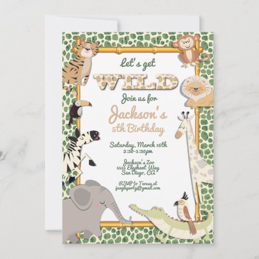 Laten we een Wild Oerwoud Safari verjaardagsfeestj Kaart (Voorkant)