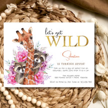 Laten we een wilde safari dieren kinderverjaardags