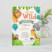 Laten we een wilde safari verjaardag uitnodiging, kaart (Staand voorkant)