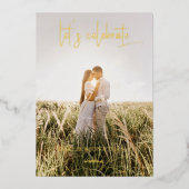 Laten we Elegant Dandelion Wish Foto vieren Folie Uitnodiging (Voorkant)