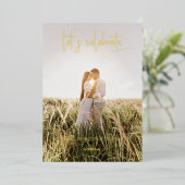 Laten we Elegant Dandelion Wish Foto vieren Folie Uitnodiging (Staand Voorkant)