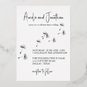 Laten we Elegant Dandelion Wish Foto vieren Folie Uitnodiging (Achterkant)