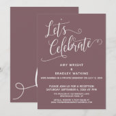 Laten we Elegant Mauve Reception-Only vieren Kaart (Voorkant / Achterkant)