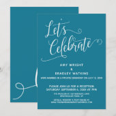 Laten we Elegant Mosaic Blue Reception-Only vieren Kaart (Voorkant / Achterkant)