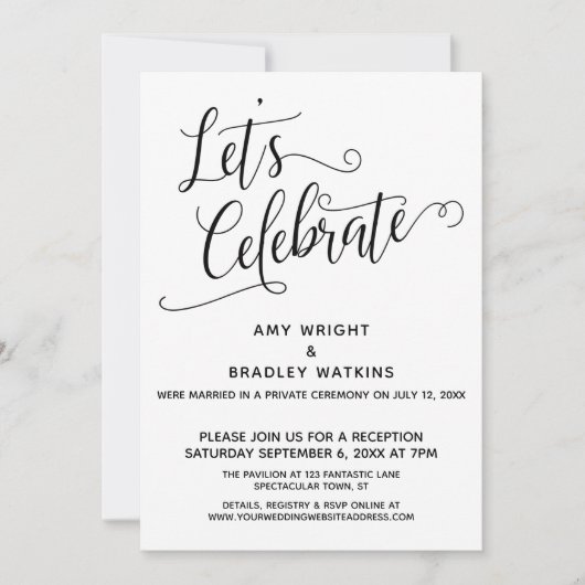 Laten we Elegant Post-Wedding Reception vieren Kaart (Voorkant)