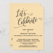 Laten we Elegante Perzik Reception-Only vieren Kaart (Voorkant / Achterkant)