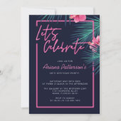 Laten we elektrische neonTropical Birthday vieren Kaart (Voorkant)