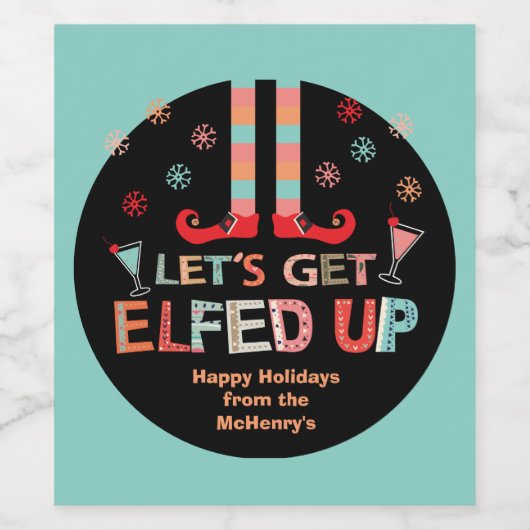 Laten we Elf Wine etiketten van Chrismas opruimen (Enkel label)