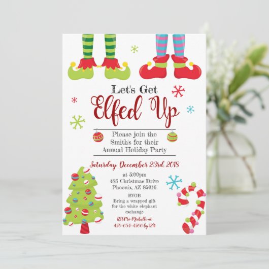 Laten we Elf Xmas met kerstfeest opruimen Kaart (Staand voorkant)